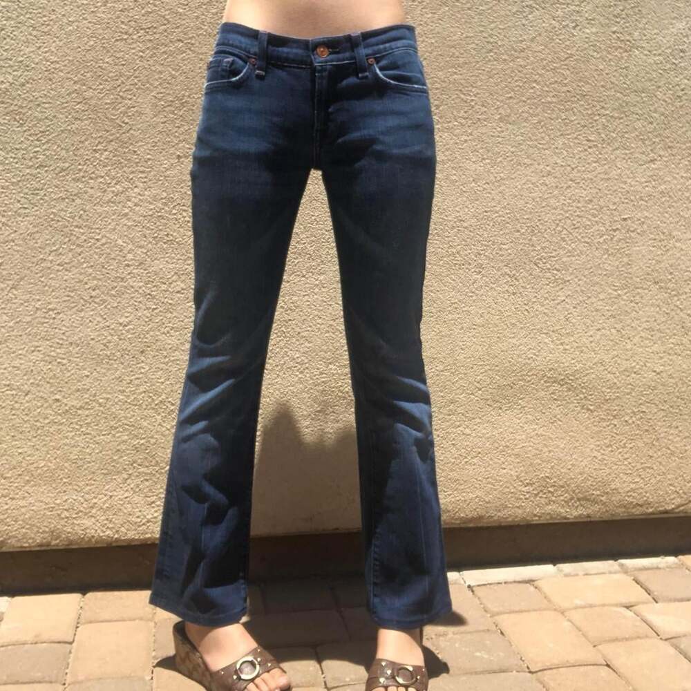 7 For All Mankind Women's Navy and Blue Jeans